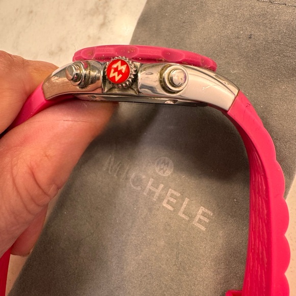 Michele Pink and Silver Tahitian Chronograph Watch - Picture 10 of 10